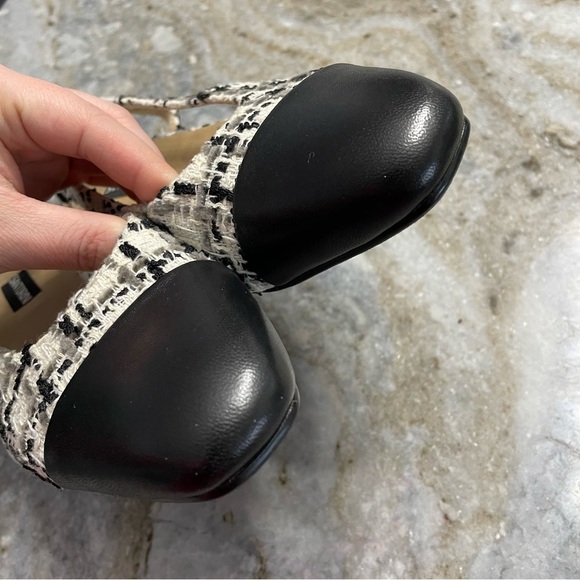 Women’s Black and White Tweed Slingback Shoes Women’s 7 - Picture 7 of 10